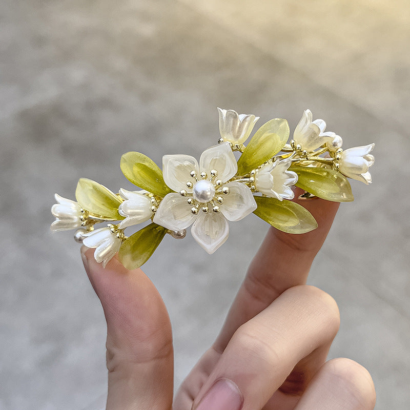 Antique Fashion Elegant Pearl Barrettes Summer High Sense Linglan Flowers