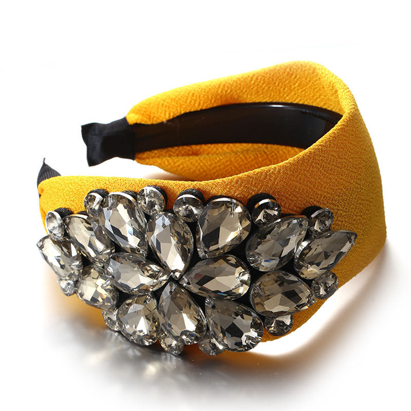 Design Solid Color Diamond-laid Headband Wide Edge Toothed Non-slip Face Wash Hair Band Headwear For Women
