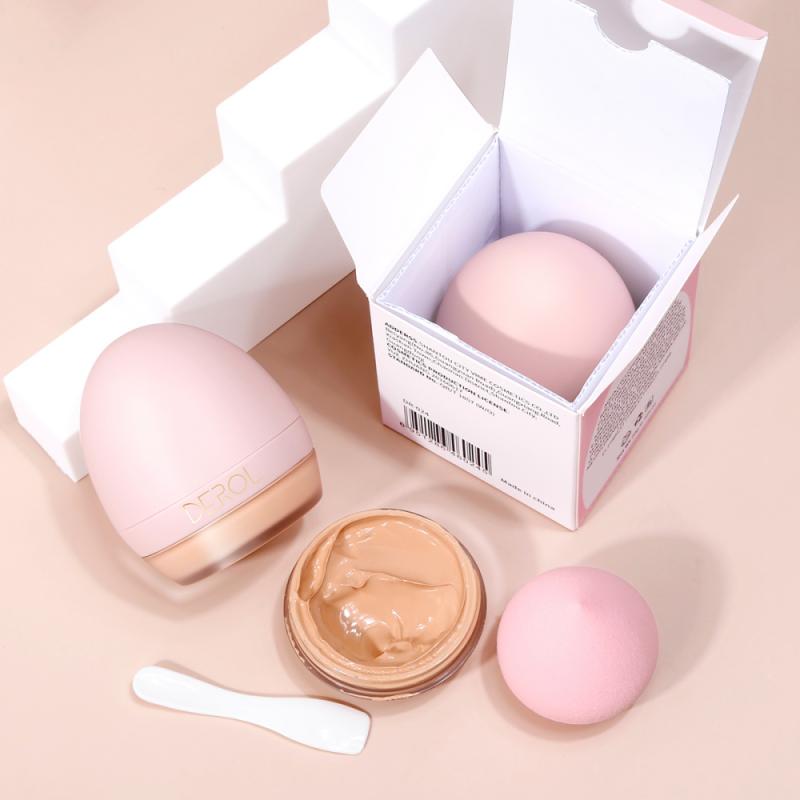 Derol 4colors Lightweight Foundation Concealer Cream With Makeup Sponge Brightening Moisturizing Liquid Foundation BBCream