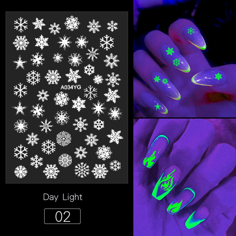 Flower New Halloween Party Luminous Adhesive Nail Stickers