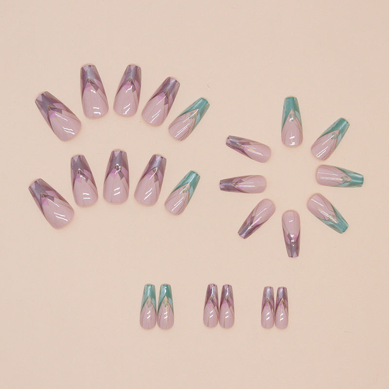 French Wear Nail Glossy Blue And Purple