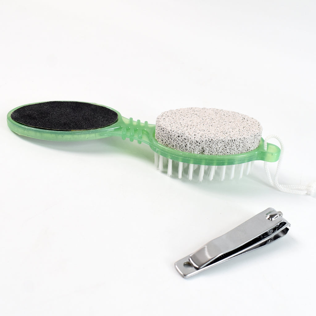 5 In 1 Pedicure Tool Pedicure Brush For Feet Foot Scrubber Foot File With Nail Cutter