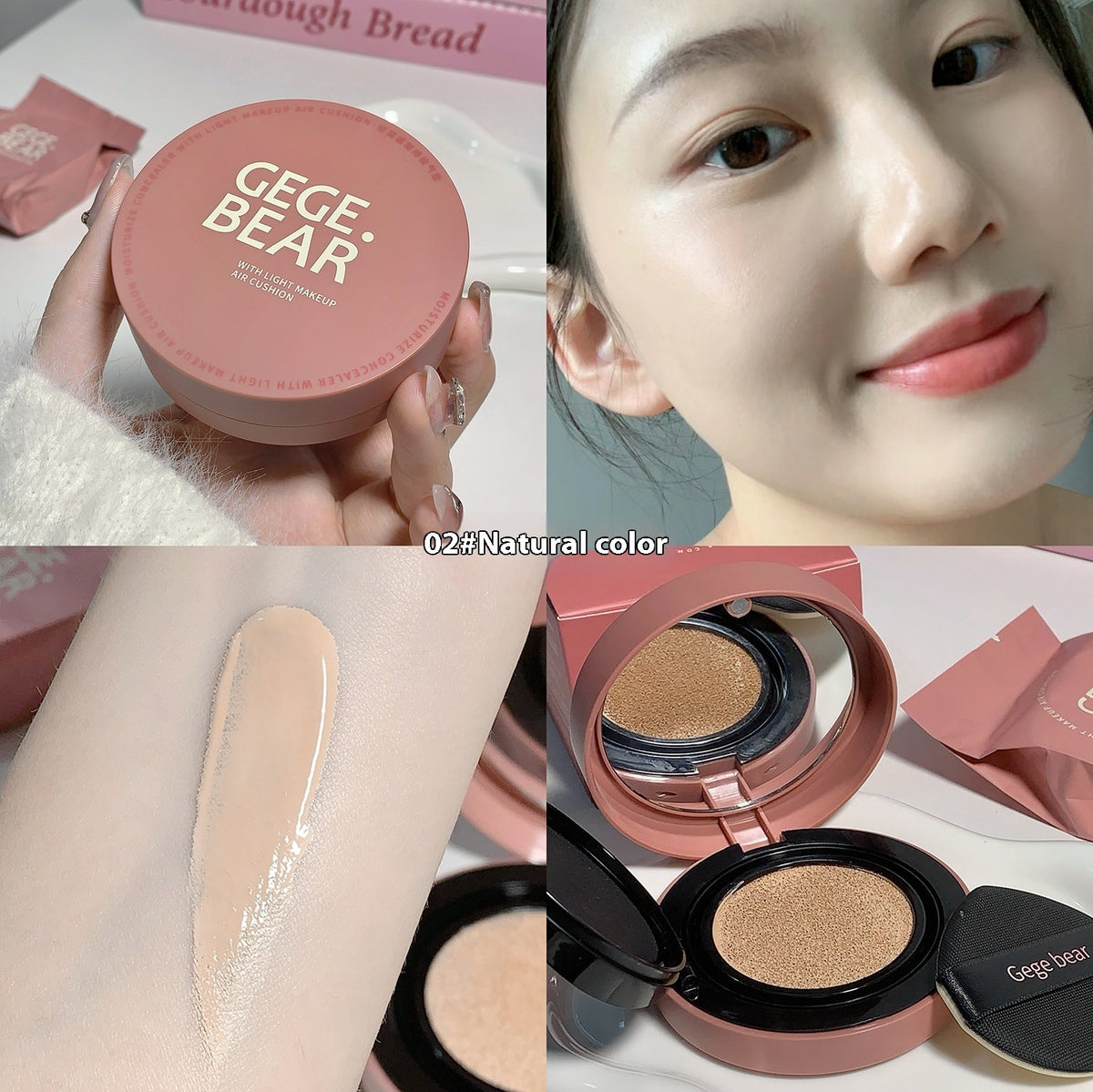 Gege Bear Light Moisturizing Concealer Makeup Cushion Foundation Matte Oil Control Natural Improve Skin Color
