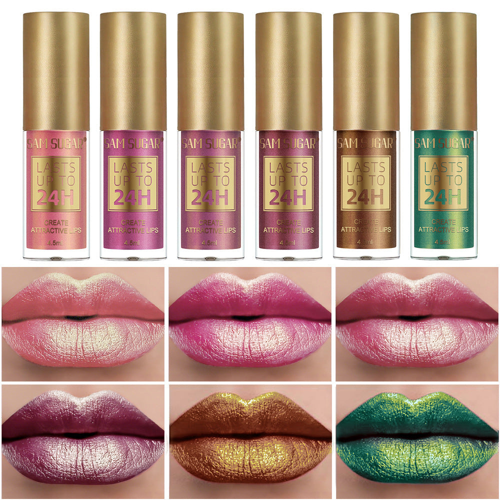 Sam Sugar 6-color Lifting Thin And Glittering Pearlescent Lip Lacquer
