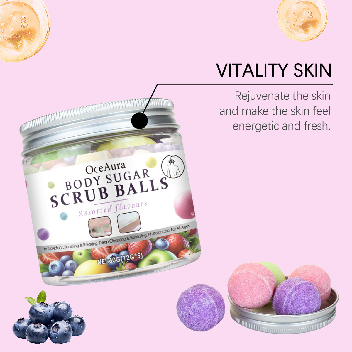 OCEAURA Exfoliating Dull Polish Bead Gentle Cleansing Care Silky Skin Soft Moisturizing Dull Polish Bead