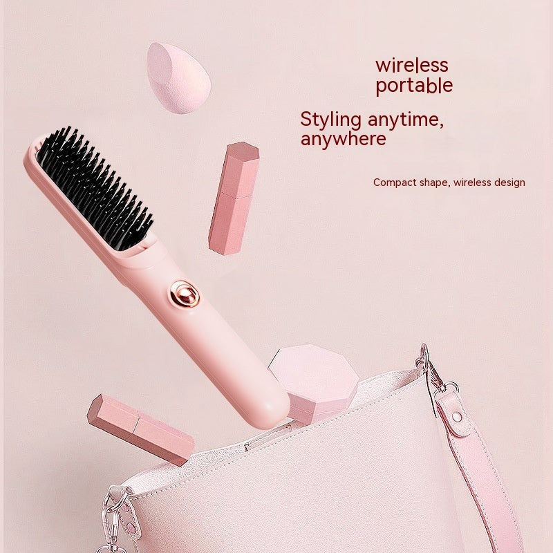 FlagShip Wireless Straight Comb Anion Does Not Hurt Hair Portable Hair Curler And Straightener Dual-use