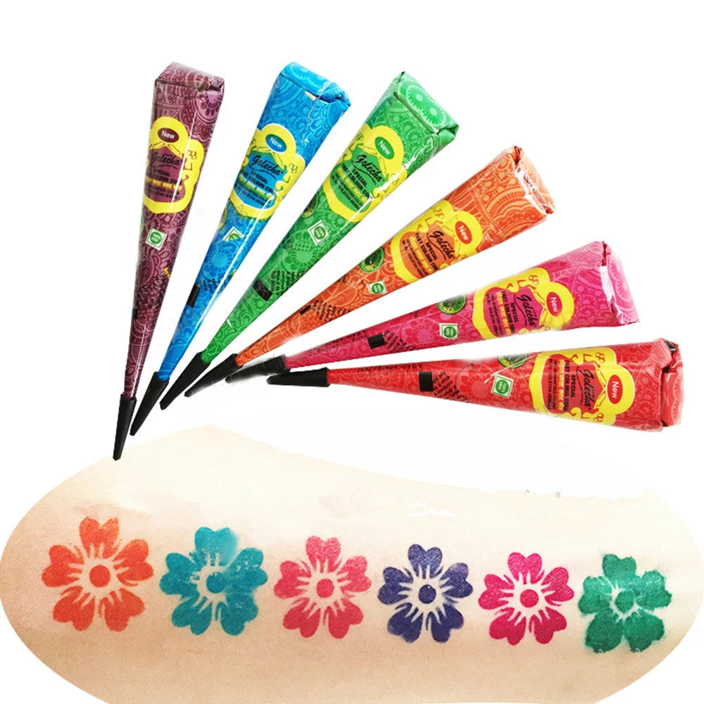 Galeecha Mehendi Glitter Hand Painted Cream Tattoo Cream Color
