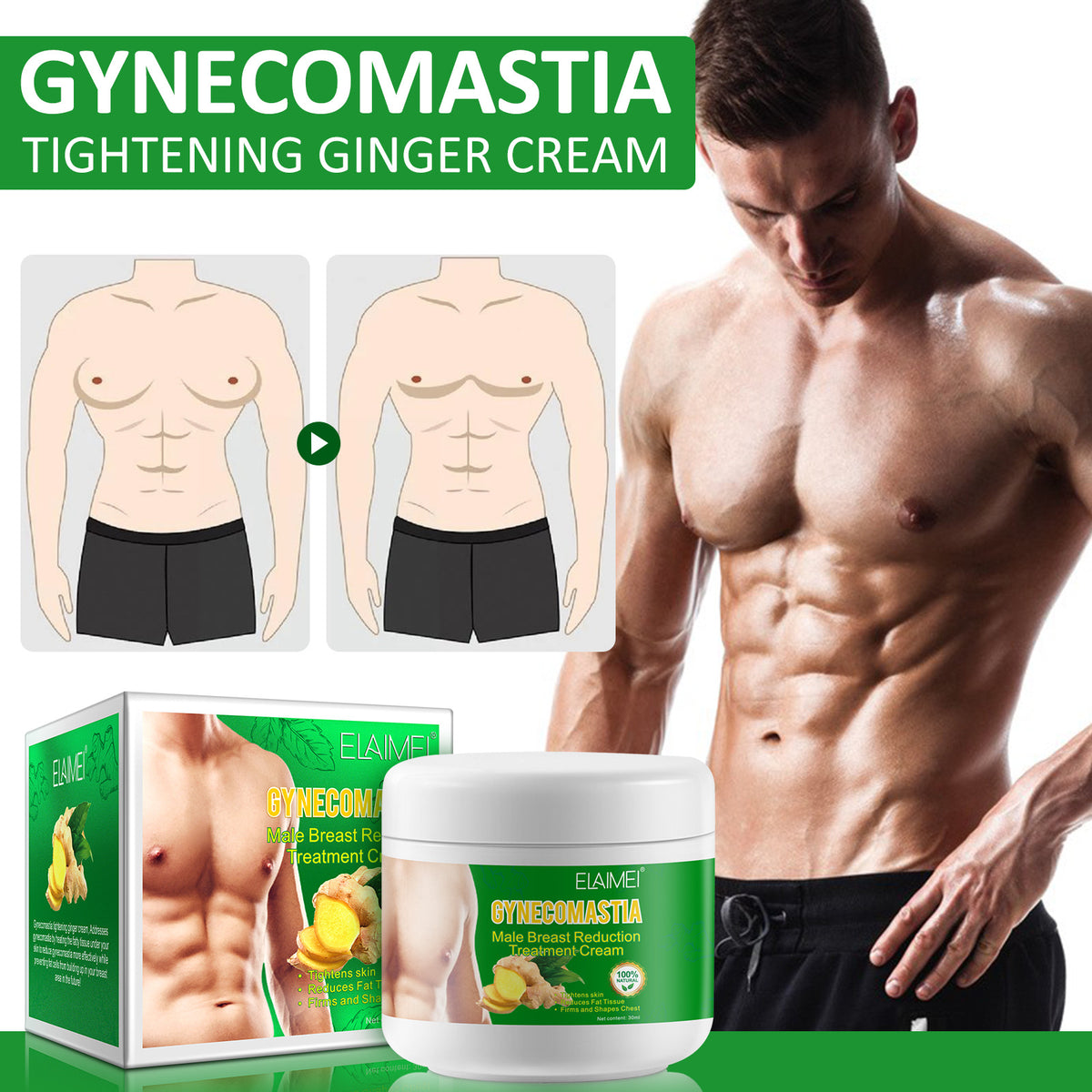 Elaimei Men Chest Firming Cream Sports Fitness Exercise Leisure