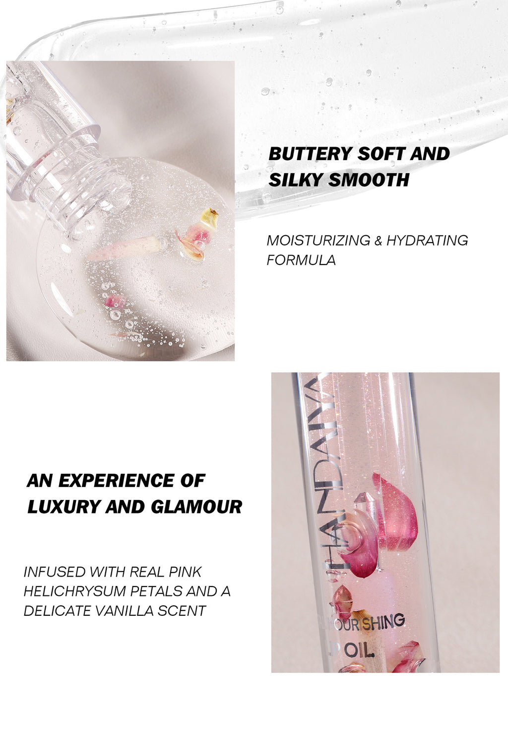 Handaiyan Transparent Dried Flower Lip Gloss Mirror Water Light Lasting