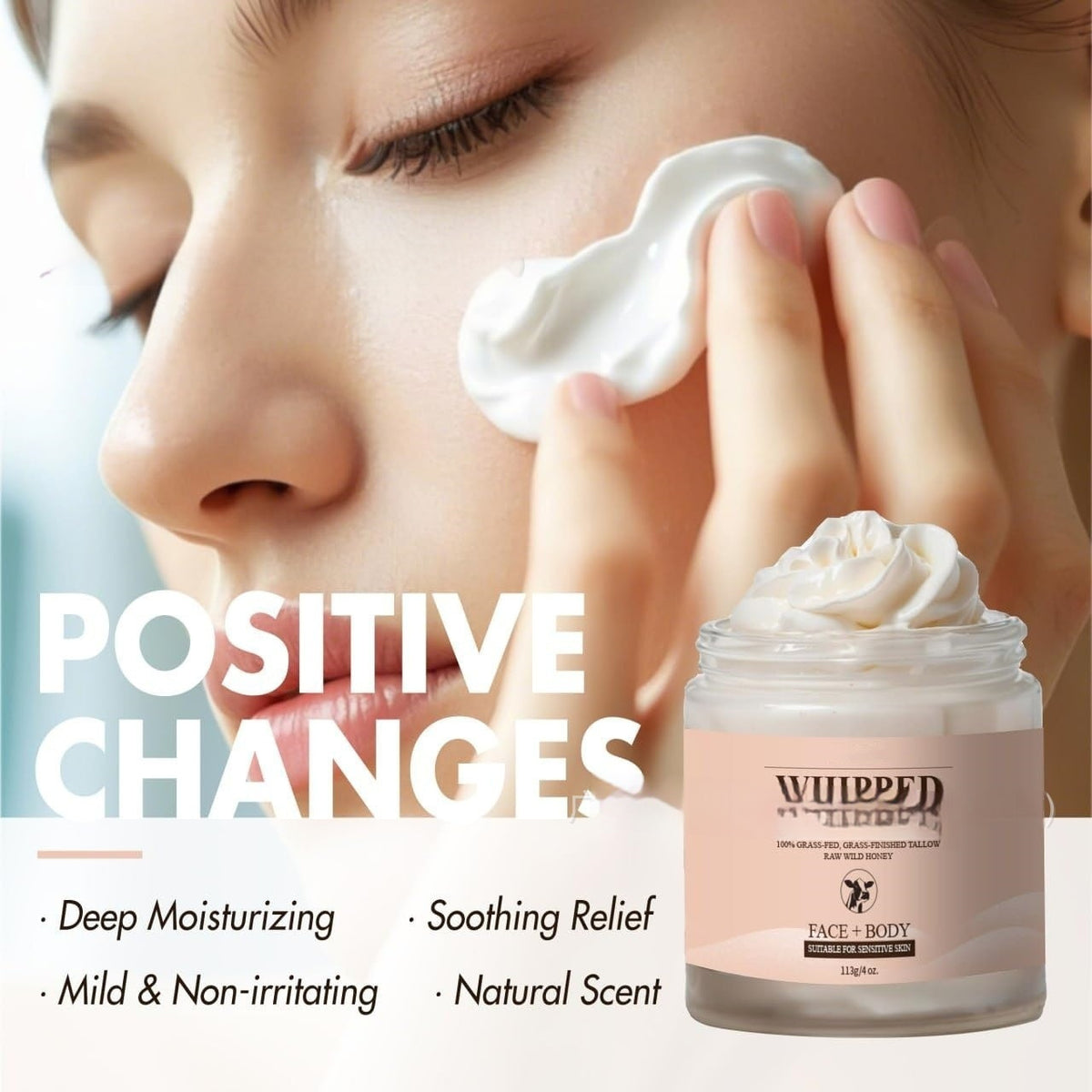 Whipped Tallow Butter Cream Relieves Dryness Replenishment Facial Moisturizing