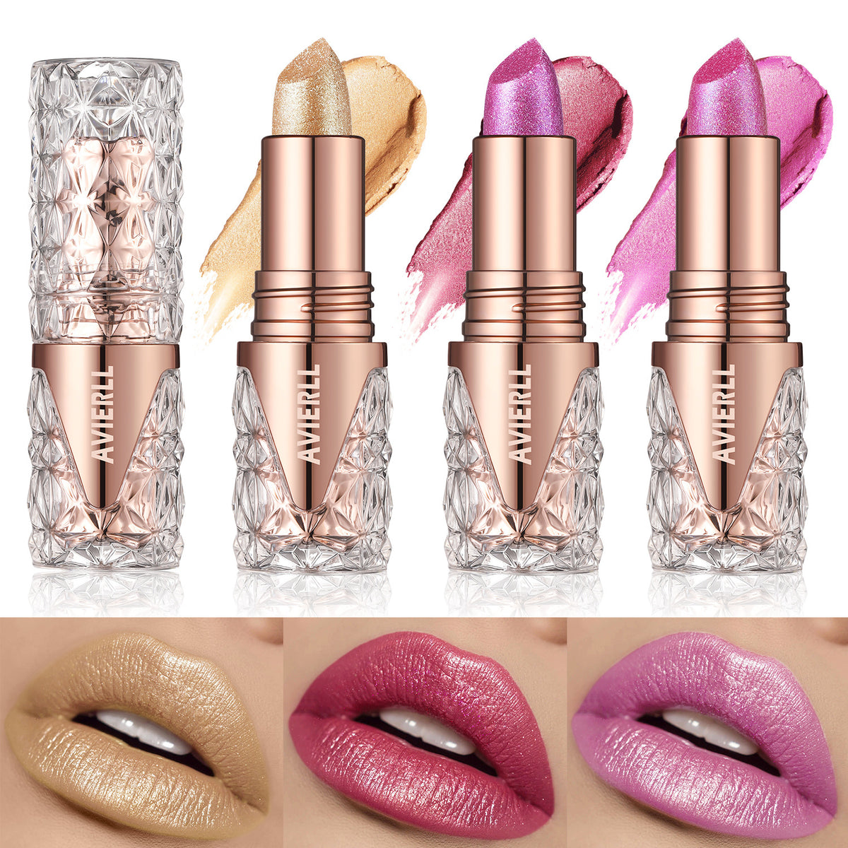 Aveirll Shiny Lipstick Long Lasting Waterproof Pearlescent