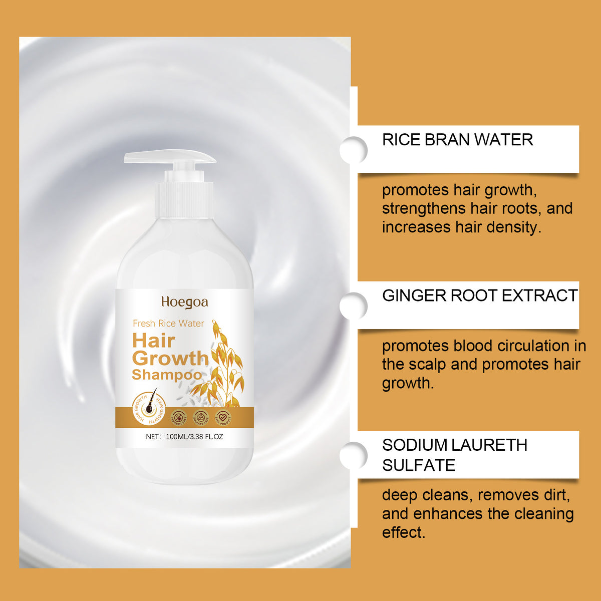 HoeGoa Cleansing Hair Fluffy Nourishing Frizz Smooth Hair Brightening Care Shampoo