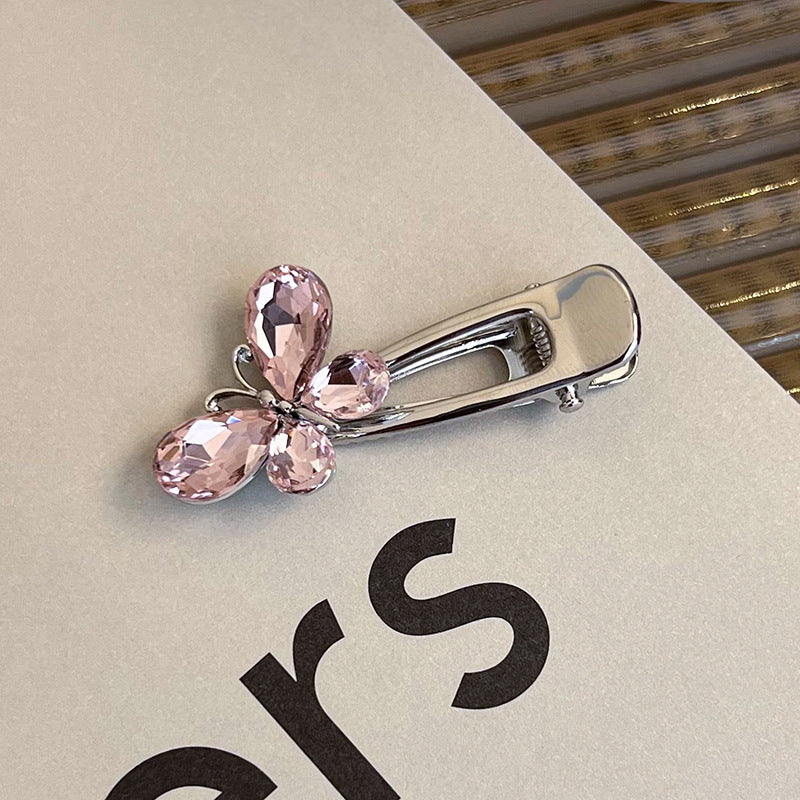 Heart Shape Rhinestone Side Bang Clip Sweet Cool Girl Metal Barrettes