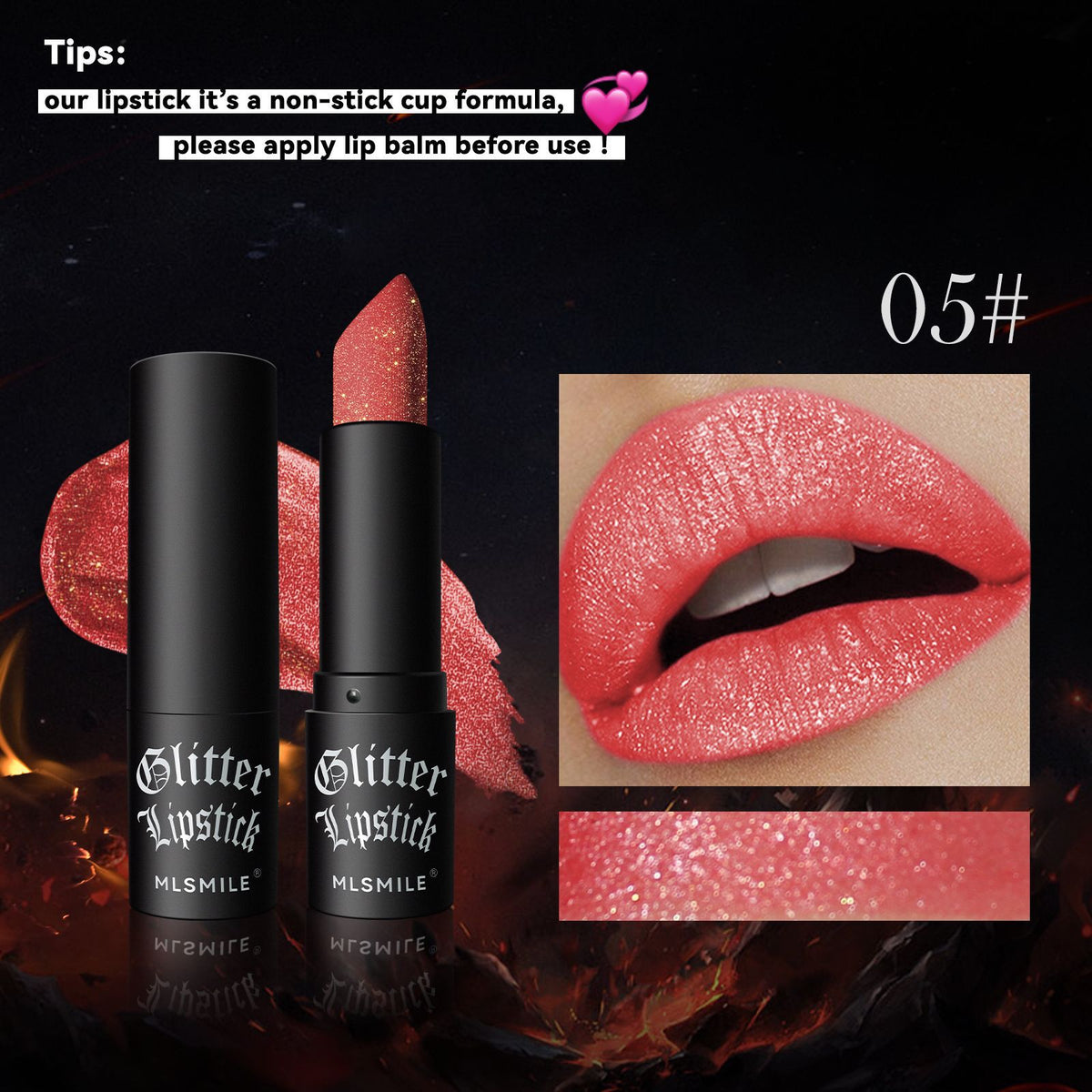 MLSmile Pearlescent Thin And Glittering Diamond Lipstick Easy To Color Longlasting Lip Gloss Long Lasting Nourishing Moisturizing 7 Color Lipstick