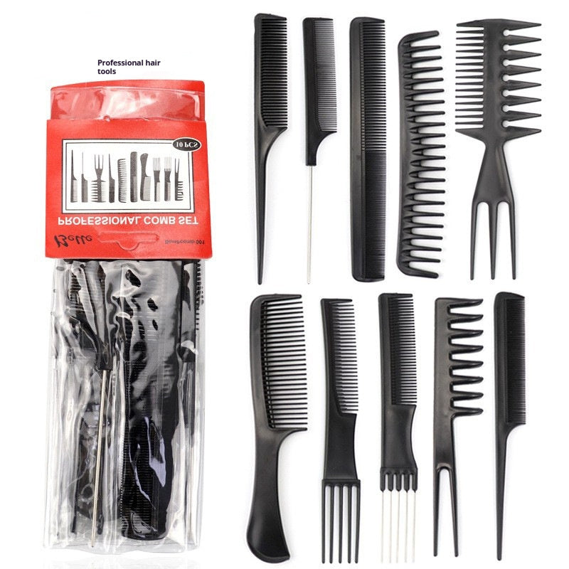 10-piece Set Hairdressing Comb Suit Barber Shop Styling Comb Makeup Comb For Hair Salon