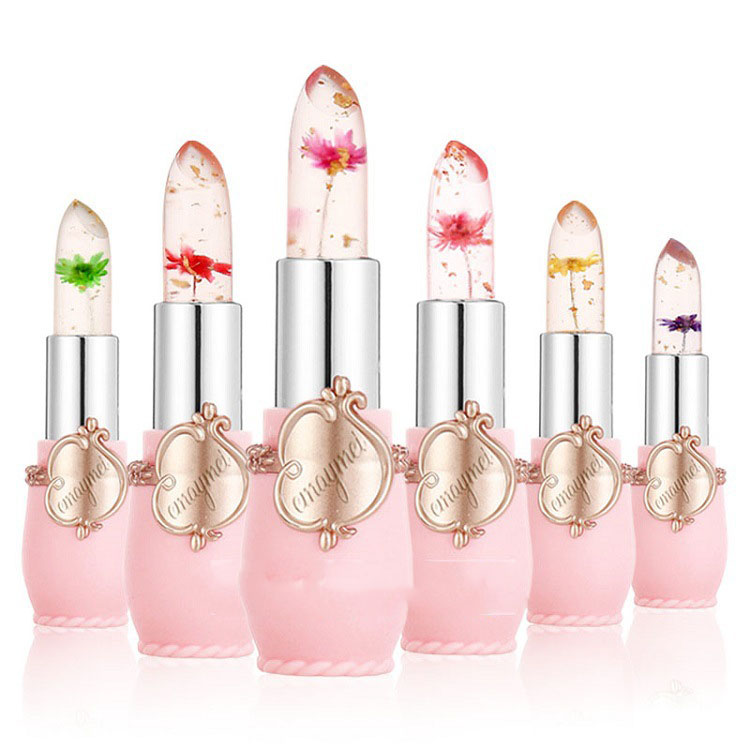 Emaymei Jelly Flower Lipstick Color Changing Lip Gloss Moistening Temperature Crystal Pomade Transparent Lip Color Balm Makeup Cosm
