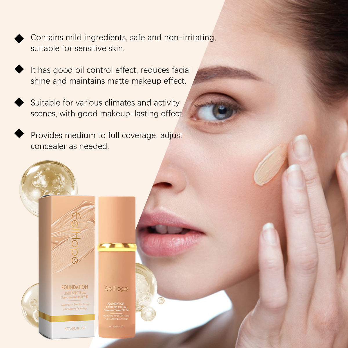 Eelhope Temperature Change Liquid Foundation Natural Light And Thin Concealer And Moisturizer