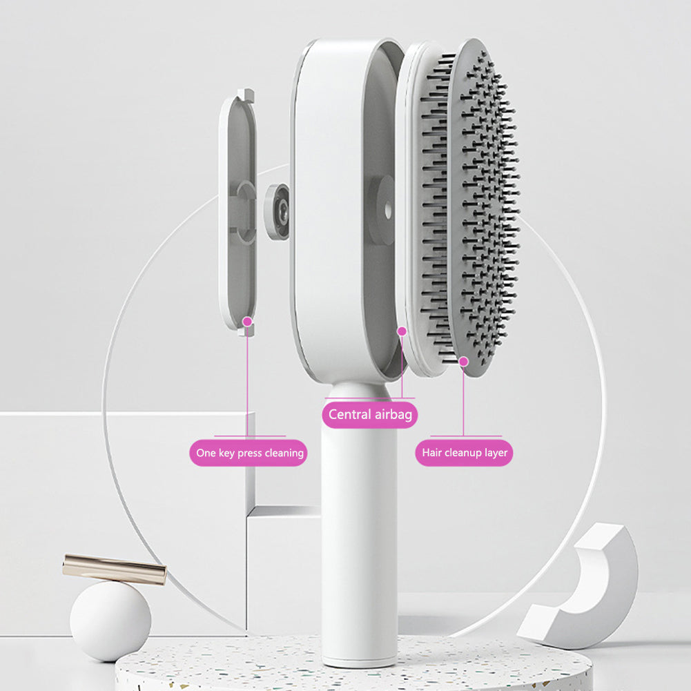 Self Cleaning Hair Brush For Women One-key Cleaning Hair Care Airbag Massage Scalp Comb Anti-Static Hairbrush