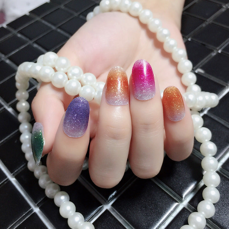 Internet Celebrity Gradient Onion Powder Little Nail Stickers