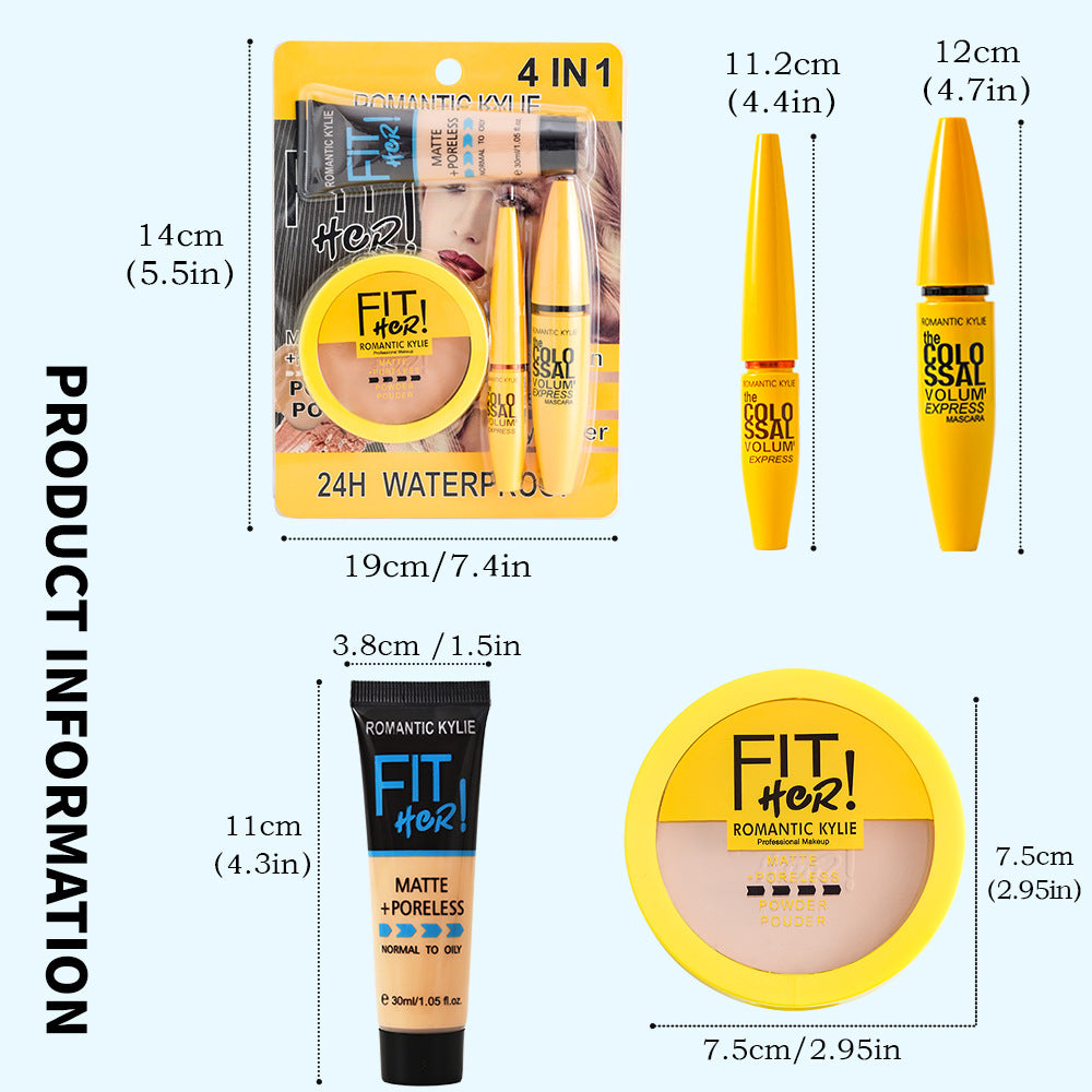 Fit Her 4 IN1 Bronzing Powder Concealing Foundation Makeup Set