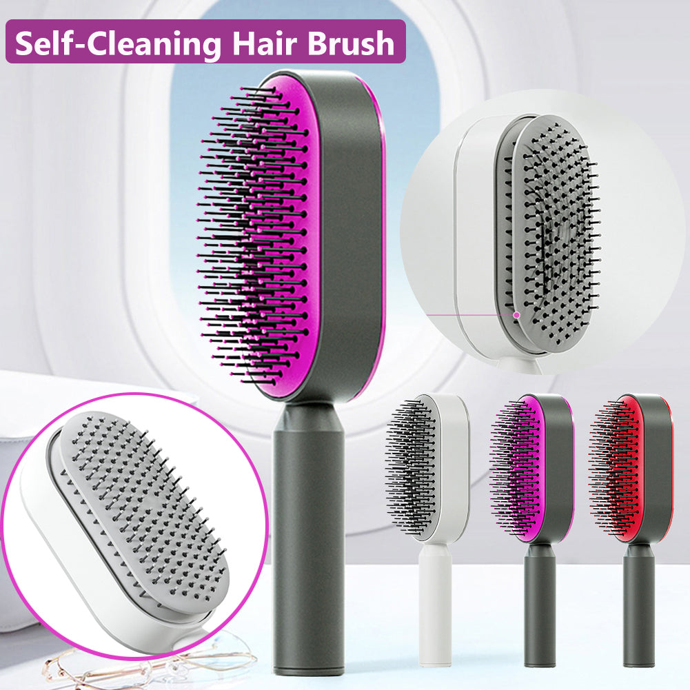 Self Cleaning Hair Brush For Women One-key Cleaning Hair Care Airbag Massage Scalp Comb Anti-Static Hairbrush