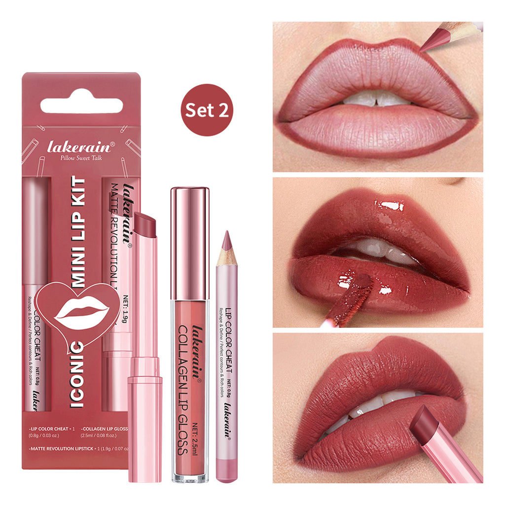 Lakerain Three Lip Gloss Suit Lasting Waterproof Colorfast