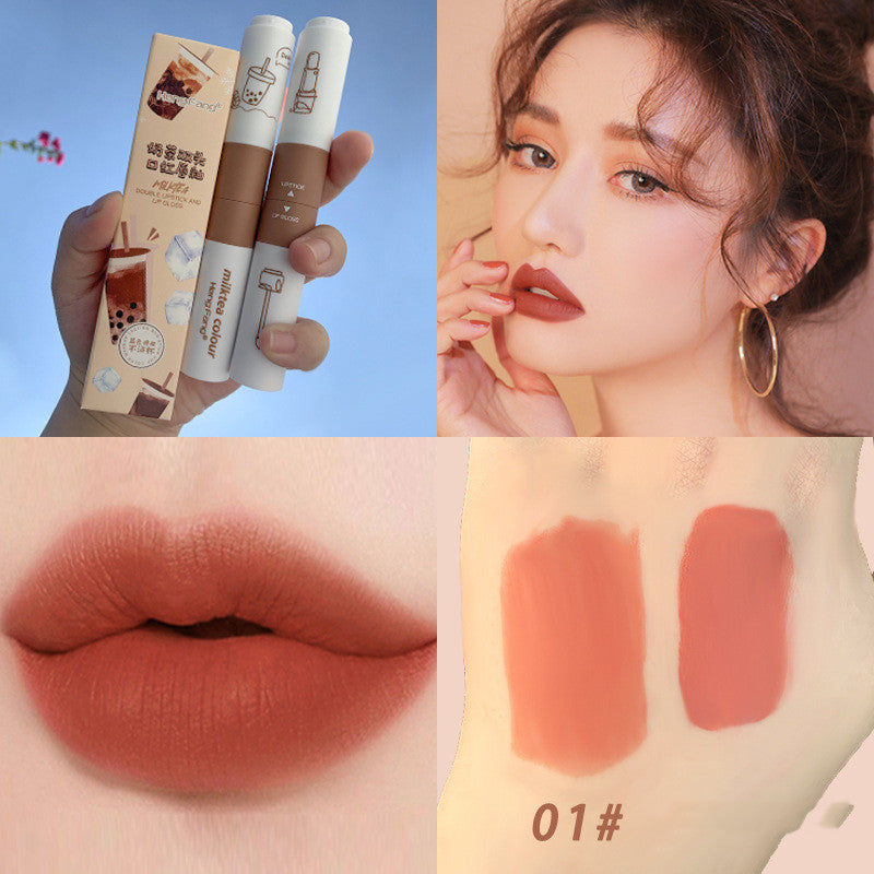 HengFang Two-headed Lipstick Lip Glaze Two-in-one Matte Velvet Lipstick
