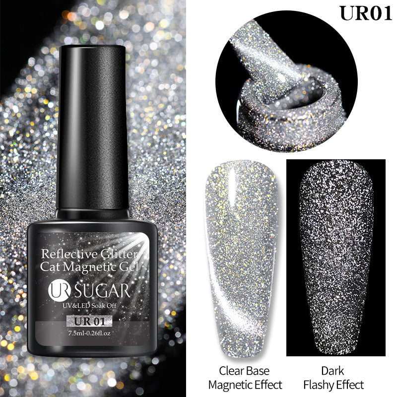 UR Sugar Laser Cat Eye Gel Nail Polish Manicure Crystal Diamond In The Debris Cat Eye Gel Polish