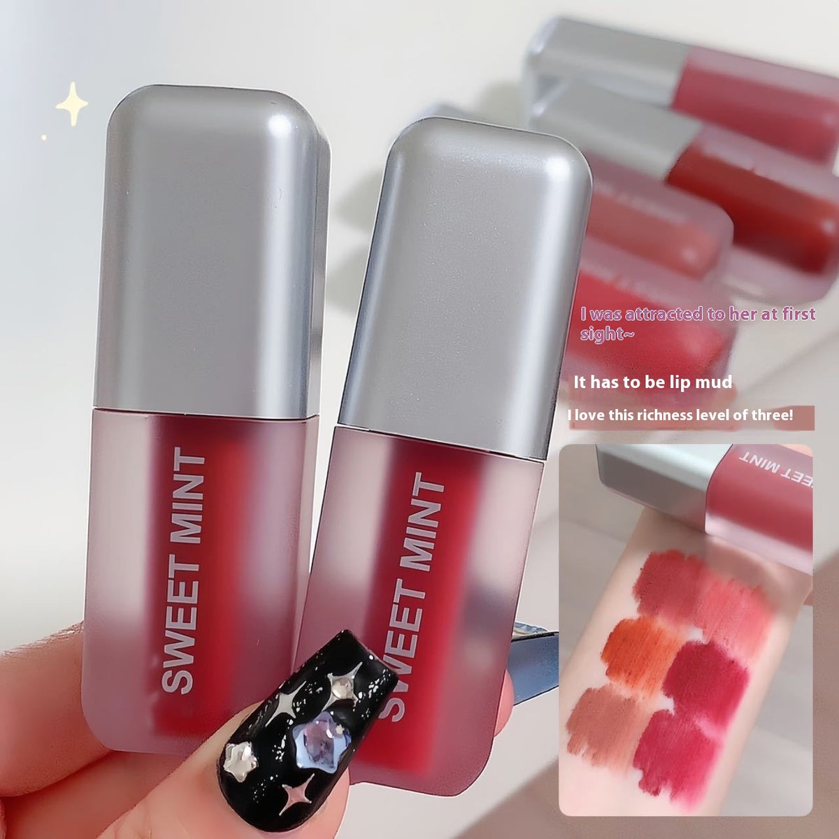 Sweet Mint Velvet Lip Lacquer Matte Finish Long Lasting And Does Not Fade No Stain On Cup Lip Mud