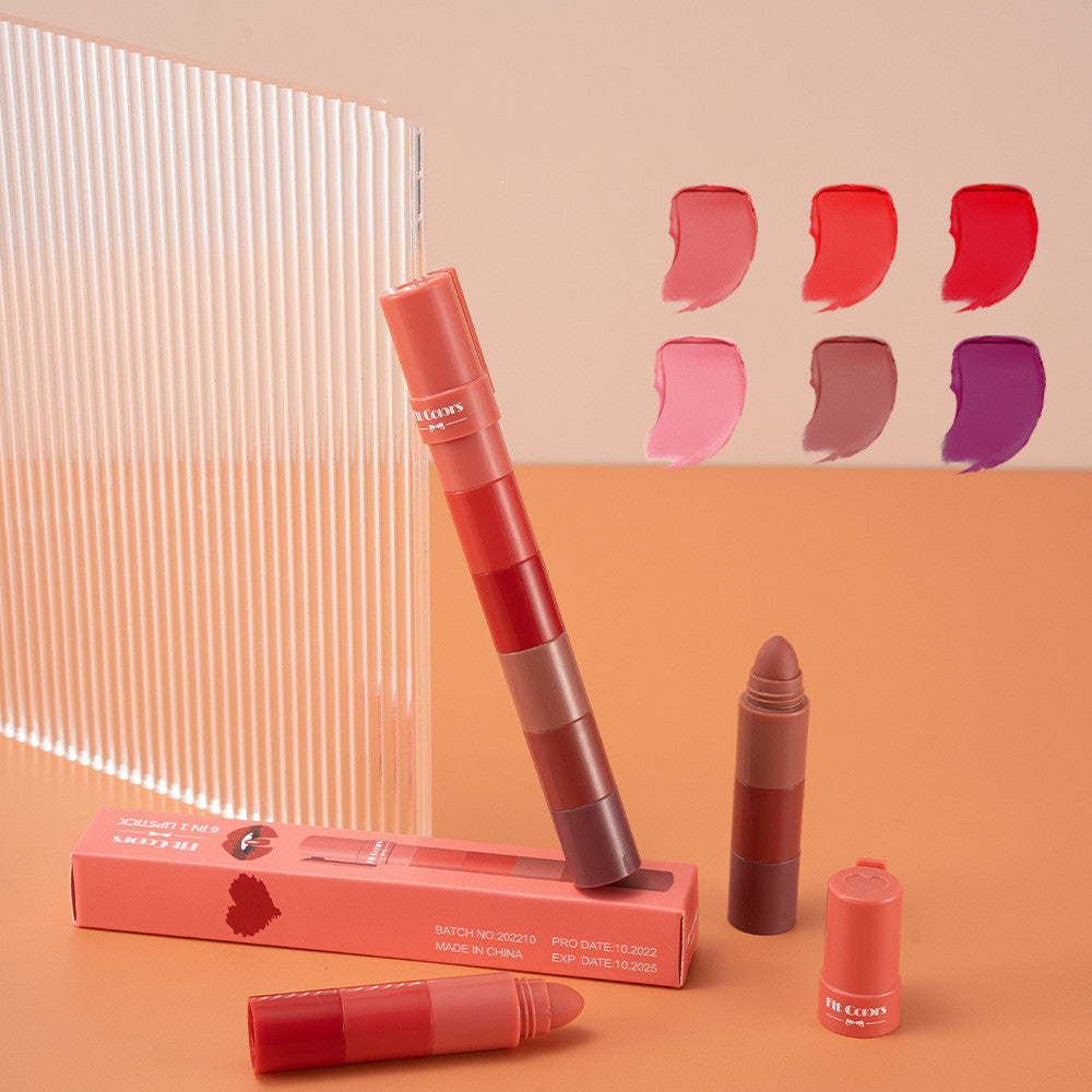 Fit Colors 6 Sections Of Misty Velvet Show Color And Do Not Touch Cup Lip Gloss Lipstick Pen