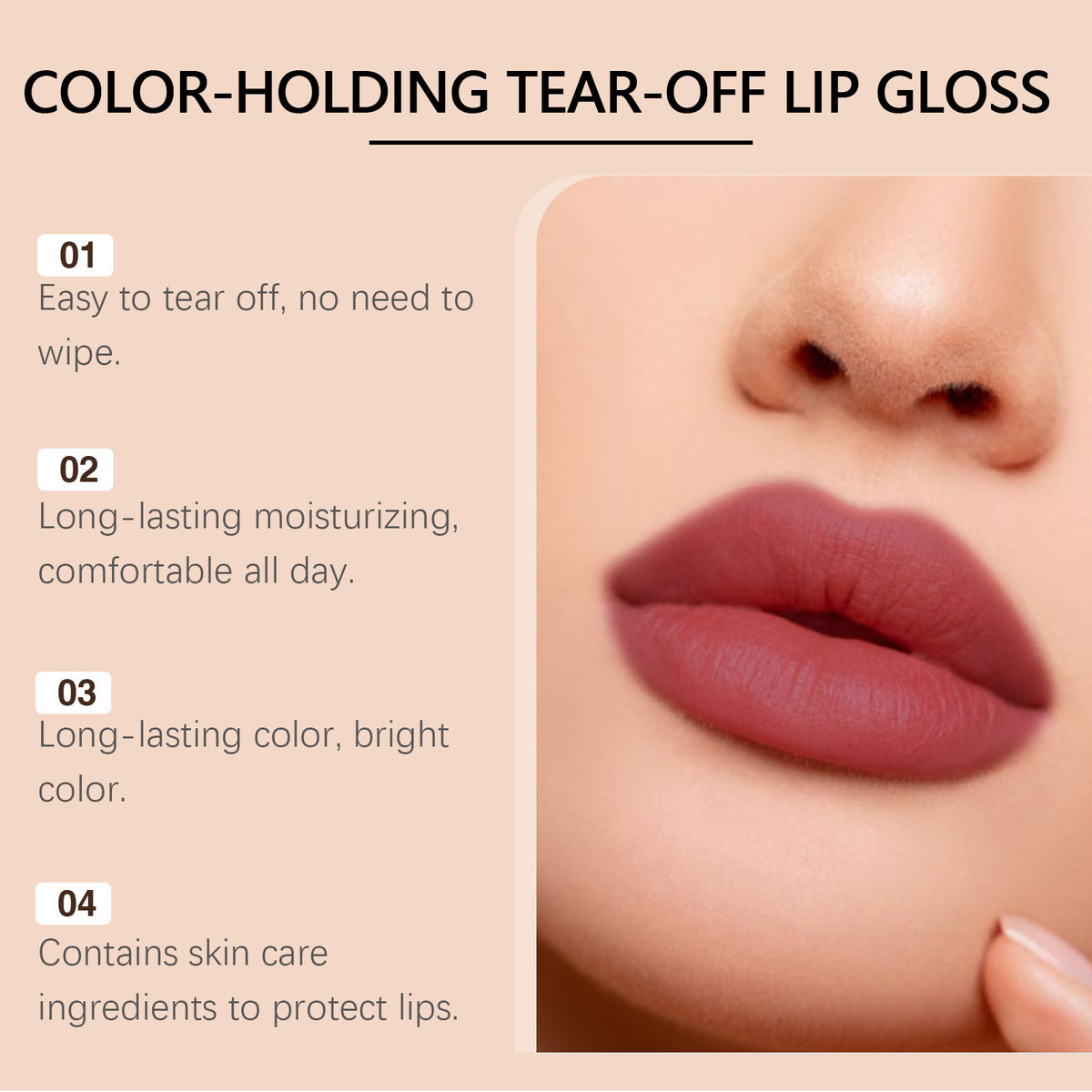 Zephoco Color Holding Tear And Pull Lip Gloss Moisturizing No Stain On Cup