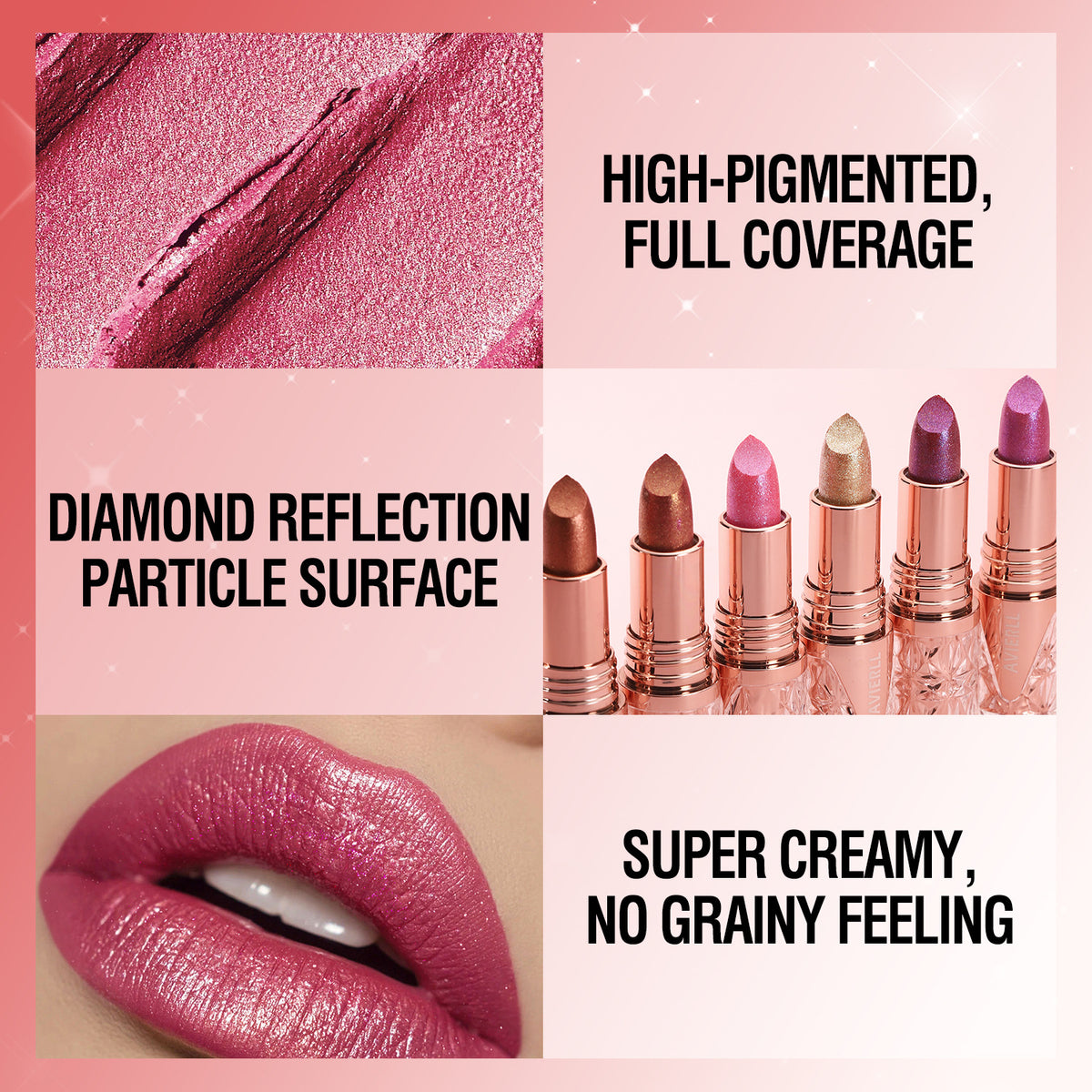 Aveirll Shiny Lipstick Long Lasting Waterproof Pearlescent