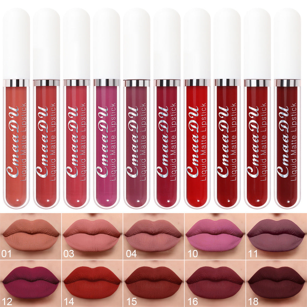 CmaaDu 10 PCs Matte Long Lasting Waterproof Lip Gloss