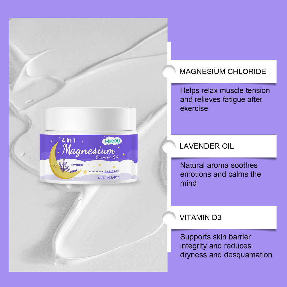 Wiieey 4 In 1 Magnesium Cream For Kids