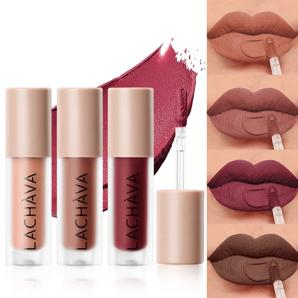 Lachava Matte Nude Lip Mud 10 Colors Lip Lacquer Waterproof Colored Lipstick