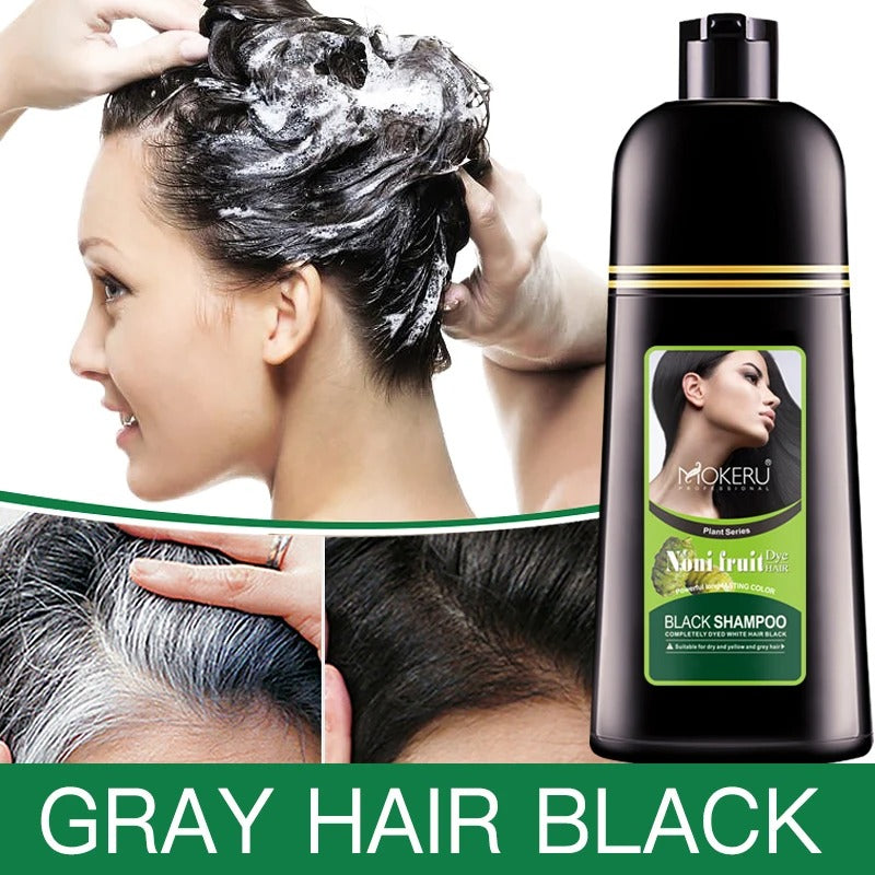 Mokeru Organic Natural Fast Hair Dye Only 5 Minutes Noni Plant Black Hair Color Dye Shampoo