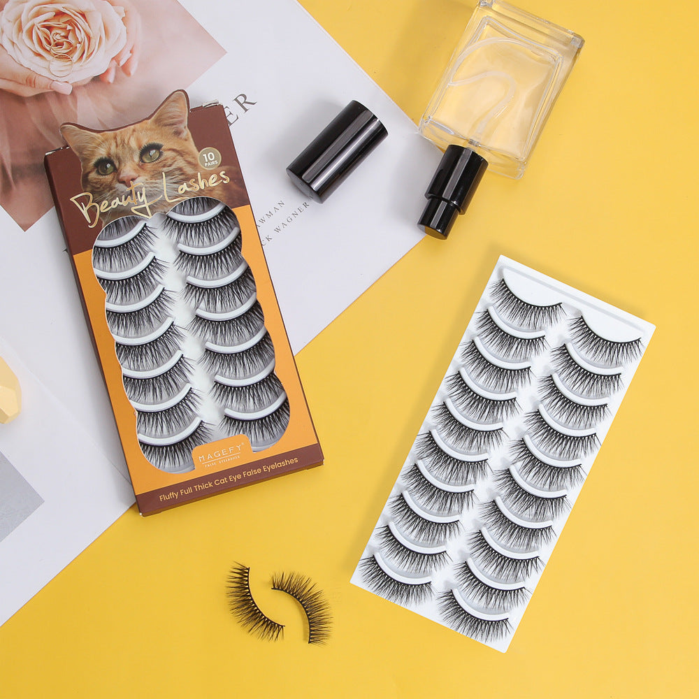 Langmanni Beauty Supplies 10 Pairs Natural False Eyelashes Box