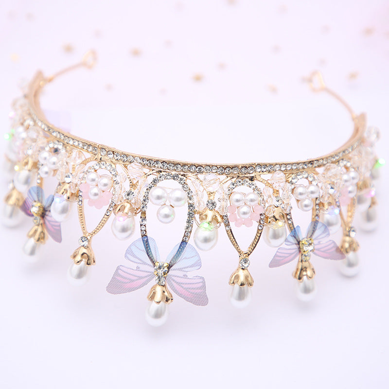 Crown Butterfly Princess Crown Hair Accessories Headband Children's Headdress With Diamonds