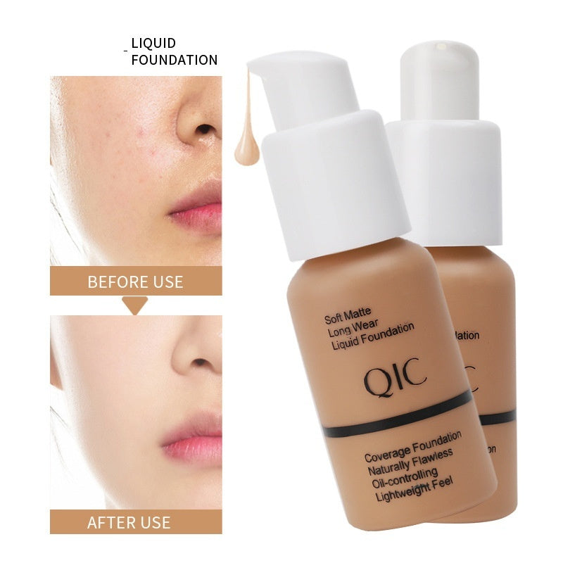 QIC Concealer Smear-proof Makeup Waterproof Invisible Pore Liquid Foundation