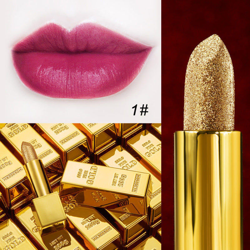 Fine Gold Velvet Matte Non-stick Cup Is Not Easy To Fade Fashionable Shiny Gold Powder Lipstick