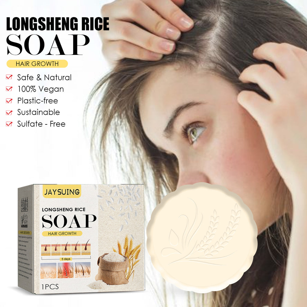 Jaysuing Rice Shampoo Soap Moisturizing Conditioning Hair Growth