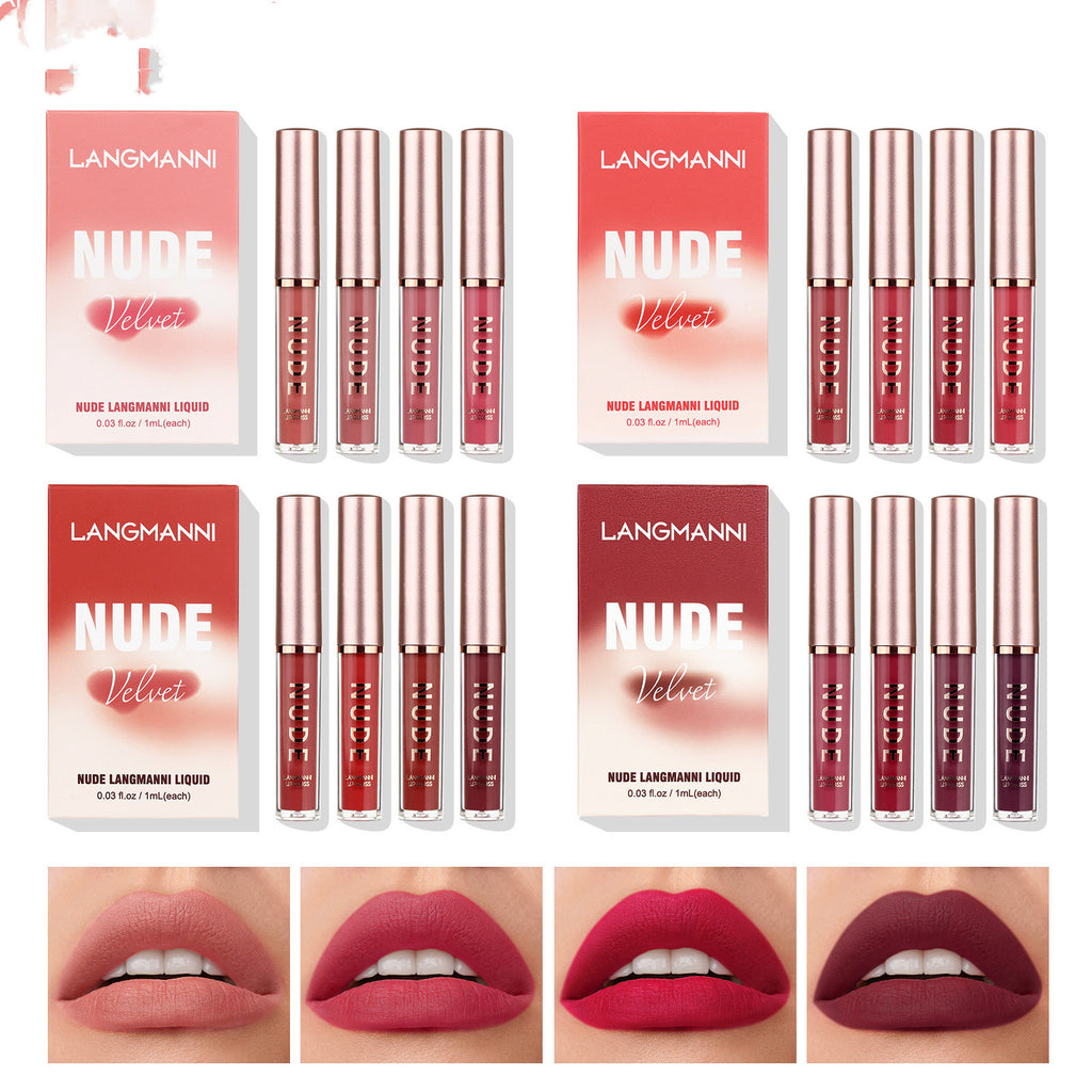Langmanni 16 Lip Gloss Set Matte Matte Velvet Four-box