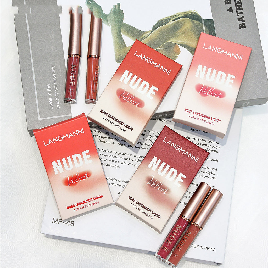 Langmanni 16 Lip Gloss Set Matte Matte Velvet Four-box