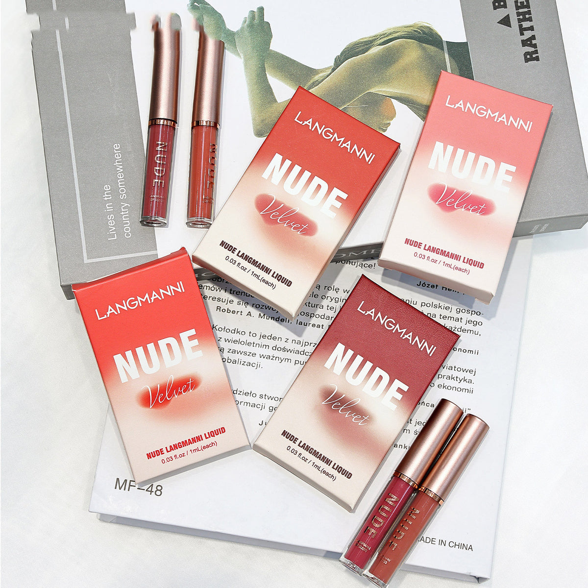 Langmanni 16 Lip Gloss Set Matte Matte Velvet Four-box