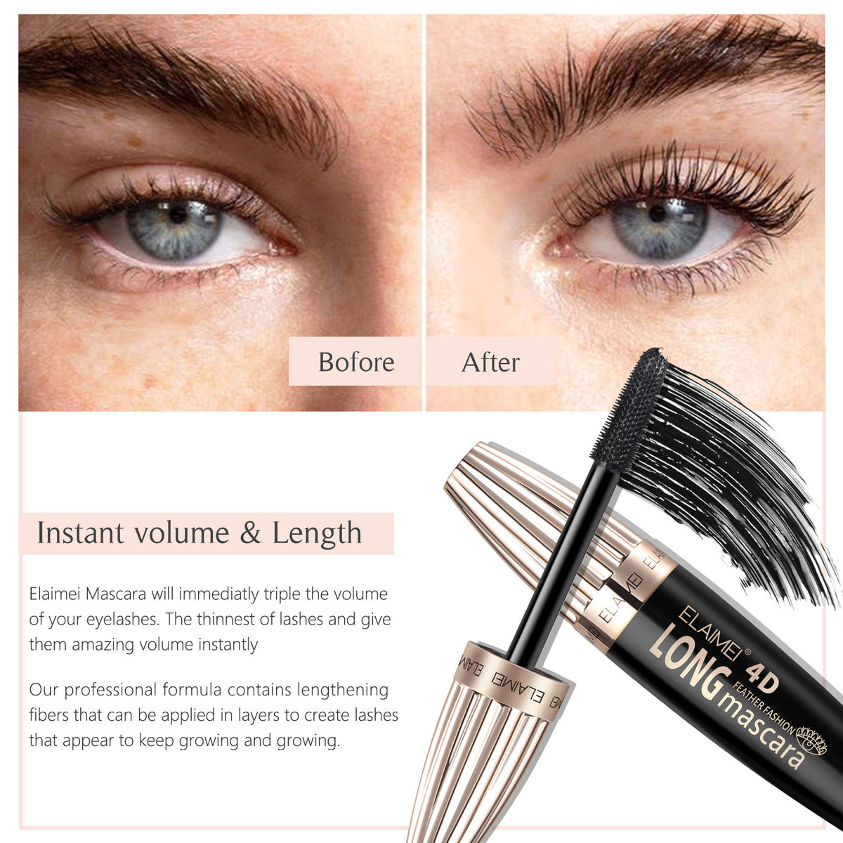 Elaimei Long 4D Curling SUNFLOWER Durable Mascara