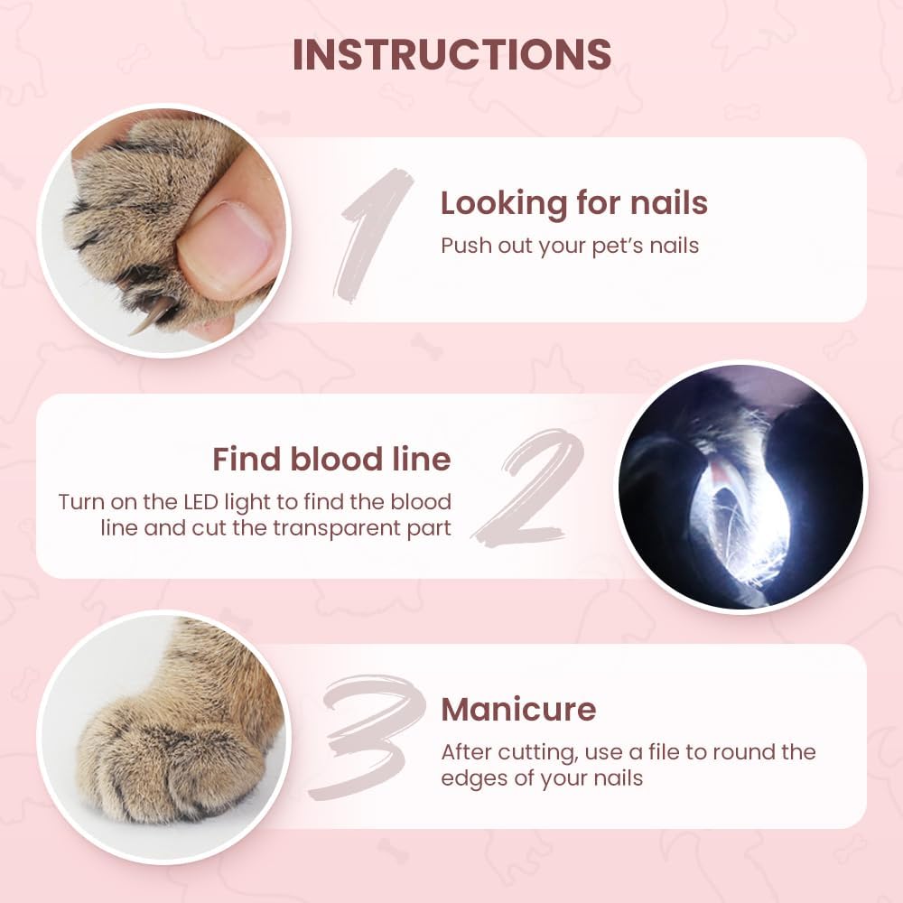 LED Pet Nail Clipper Cat Nail Clipper With Light Led Pet Nail Clippers For Cats Dogs Trim Your Pets Nails Easy And -Free Grooming Tool Pet Nail Clippers