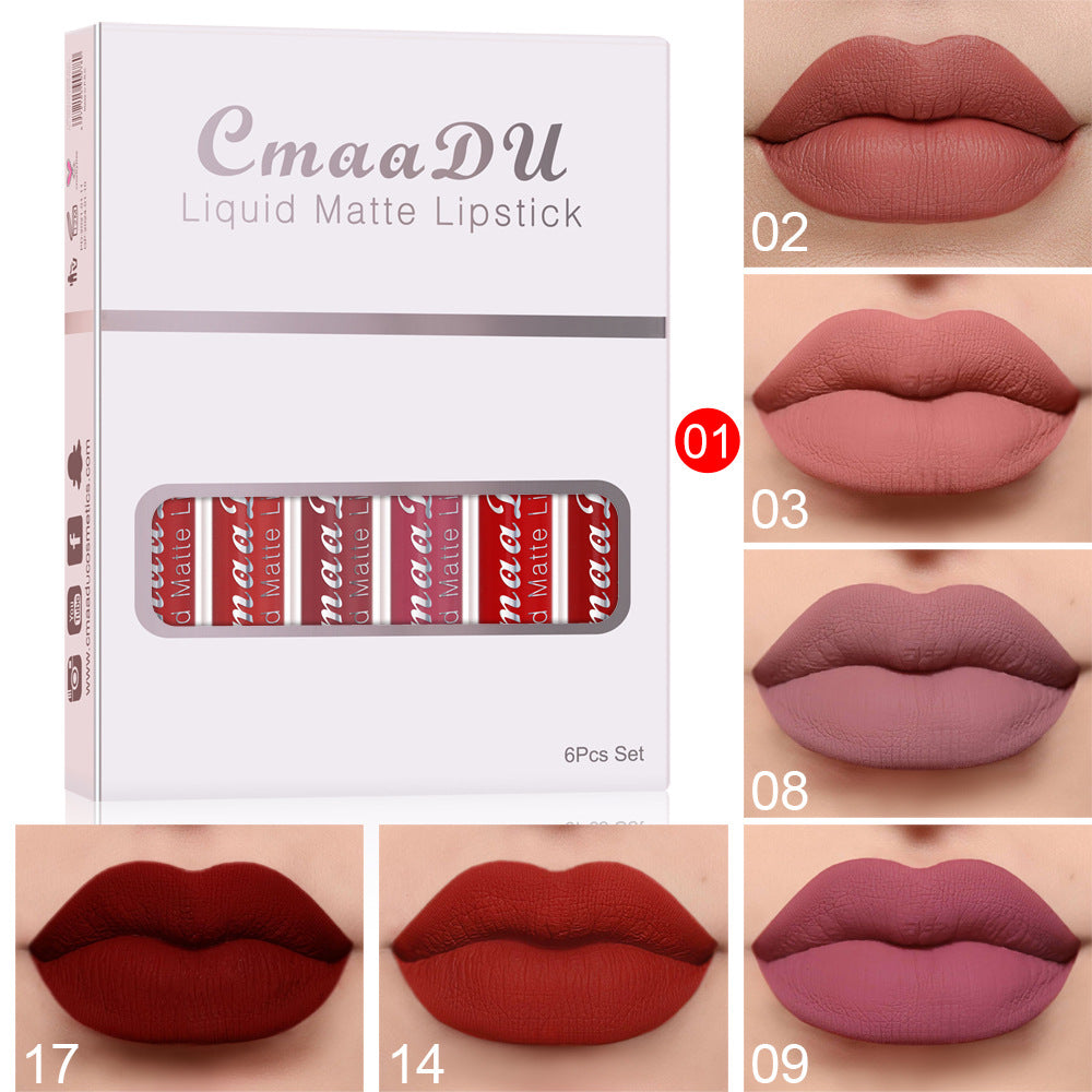 CmaaDu 6pcs Matte Non-Stick Lip Gloss