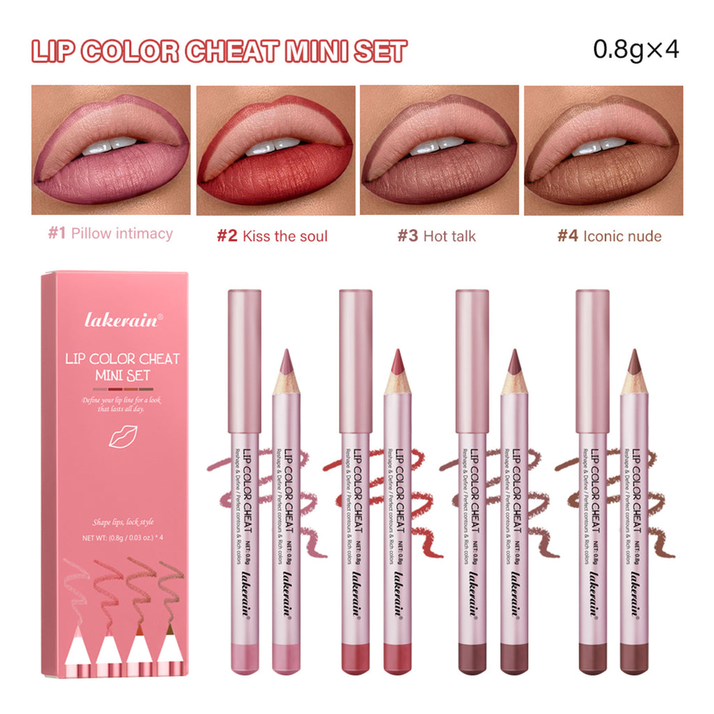 Lakerain 4 PCs Matte Lipstick Lip Liner