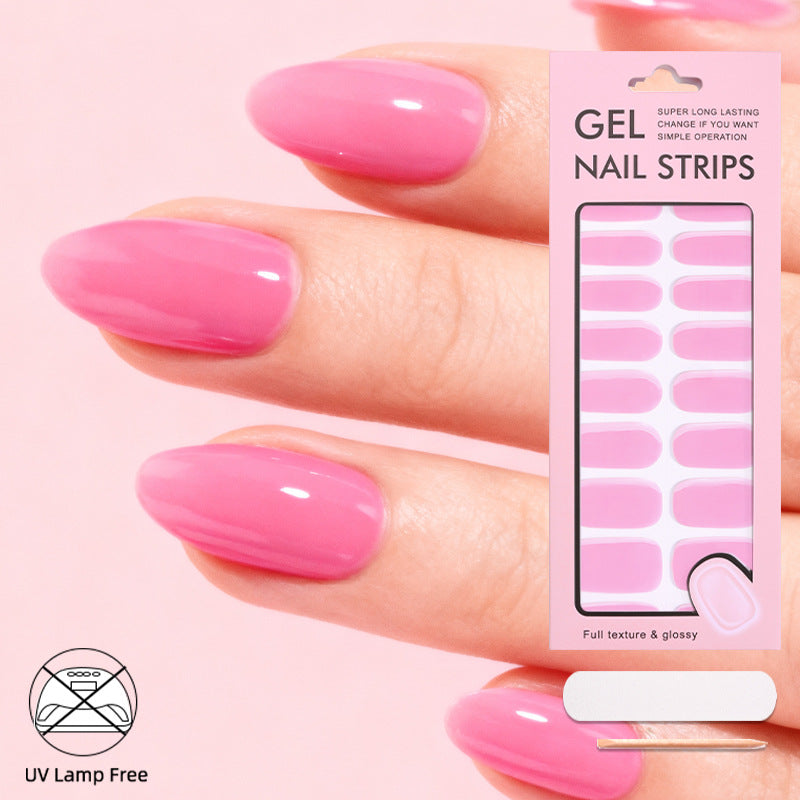 Simple Solid Color Scallion Powder No-bake Gel Nail Stickers