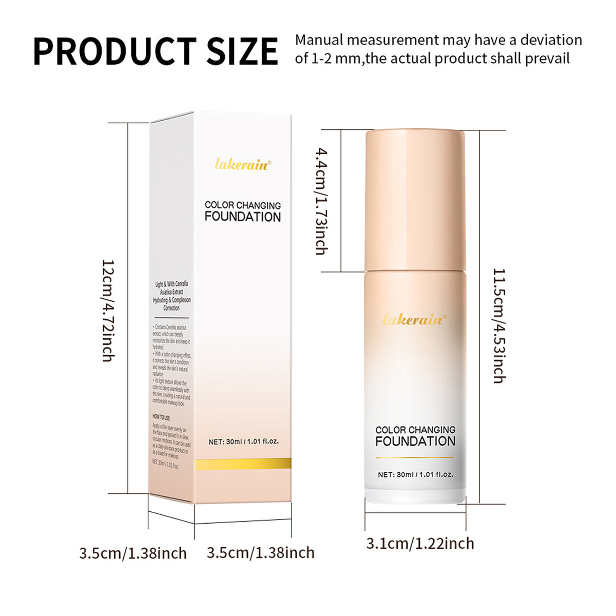 Lakerain Discoloration Liquid Foundation Concealer Long-lasting Natural